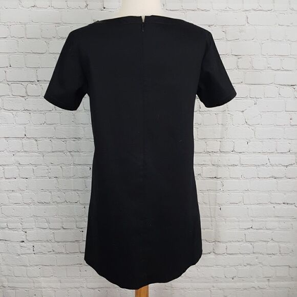 PINK TARTAN Black Short Sleeve Satin Dress sz 6 - Picture 4 of 5